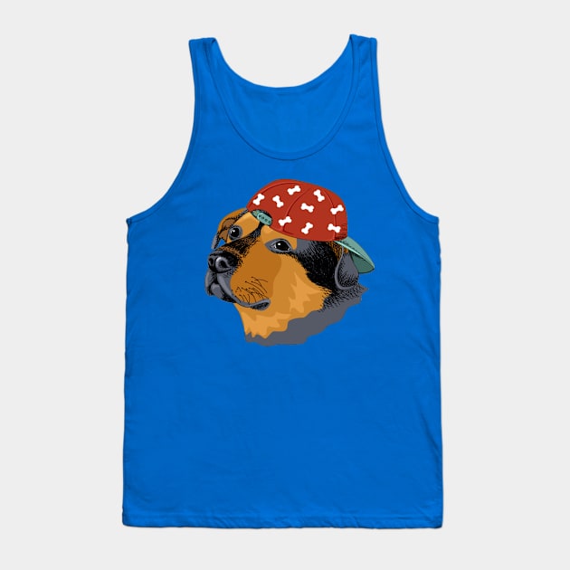 Portrait of a rottweiler in the baseball cap Tank Top by amramna